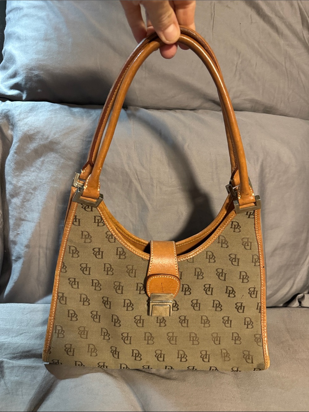Dooney & Bourke Monogram Canvas Shoulder Bag in Brown